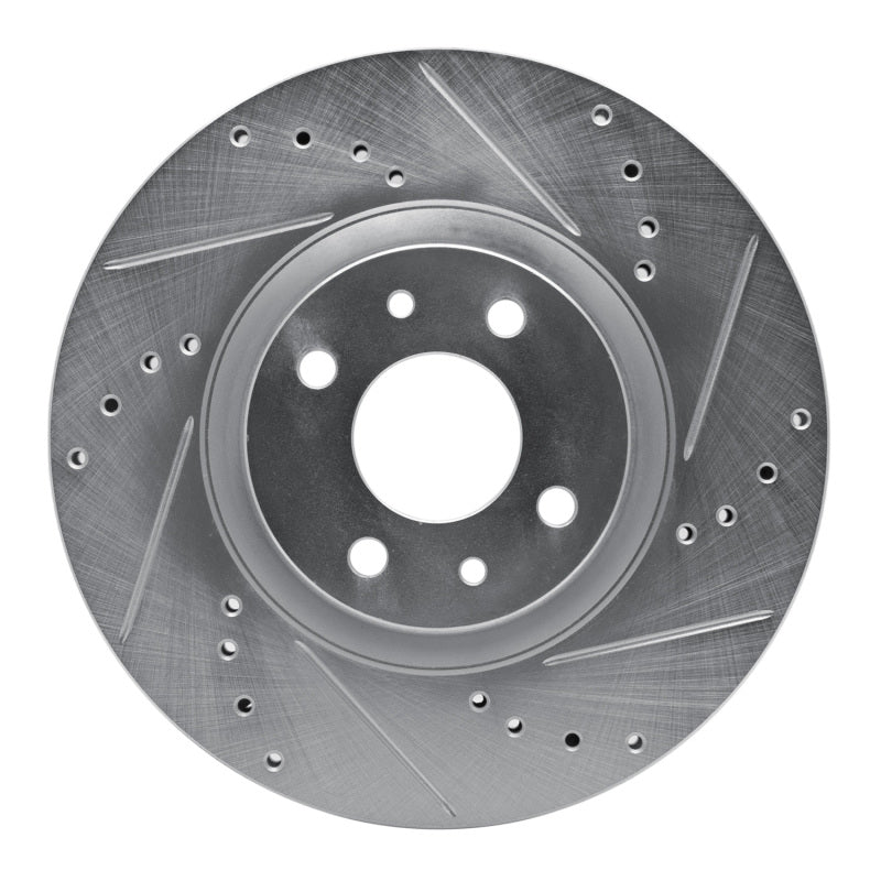 R1 2012-2019 Fiat 500 (USA/Canada) Front Right Drilled &amp; Slotted Silver Brake Rotor