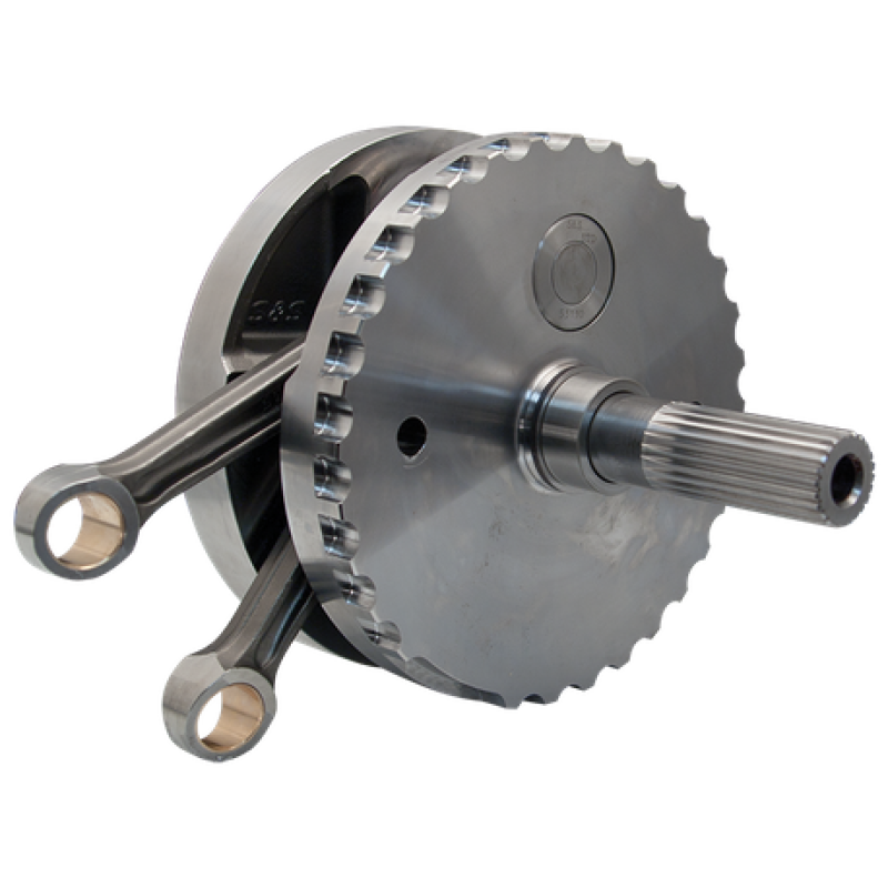 S&amp;S Cycle 07-17 BT 4-3/8in Stroke Flywheel Assembly w/ Sprocket Shaft Bearing Race
