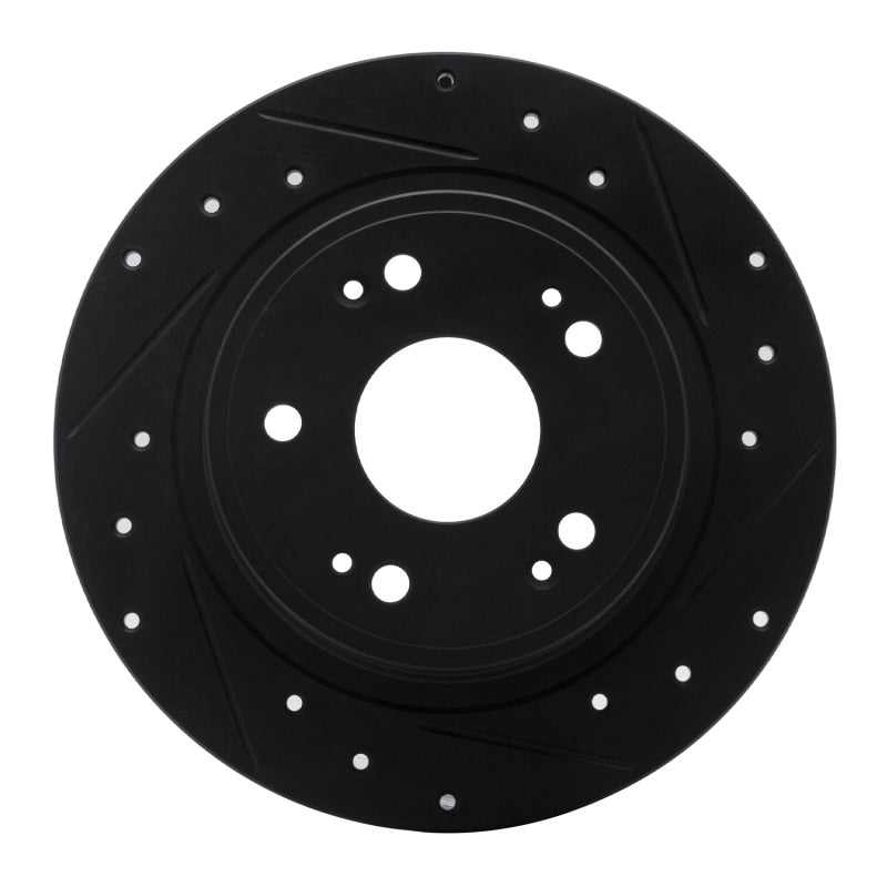 R1 05-17 Honda Accord Rear Right Drilled &amp; Slotted Black Brake Rotor