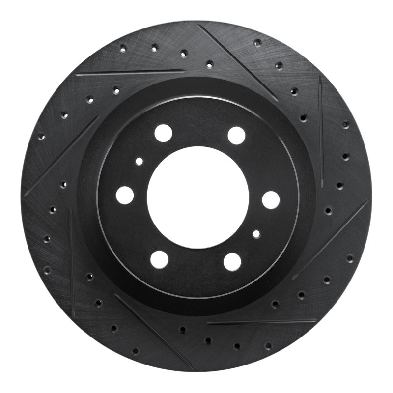 R1 2022-2025 Lexus LX600 Front Right Drilled &amp; Slotted Black Brake Rotor