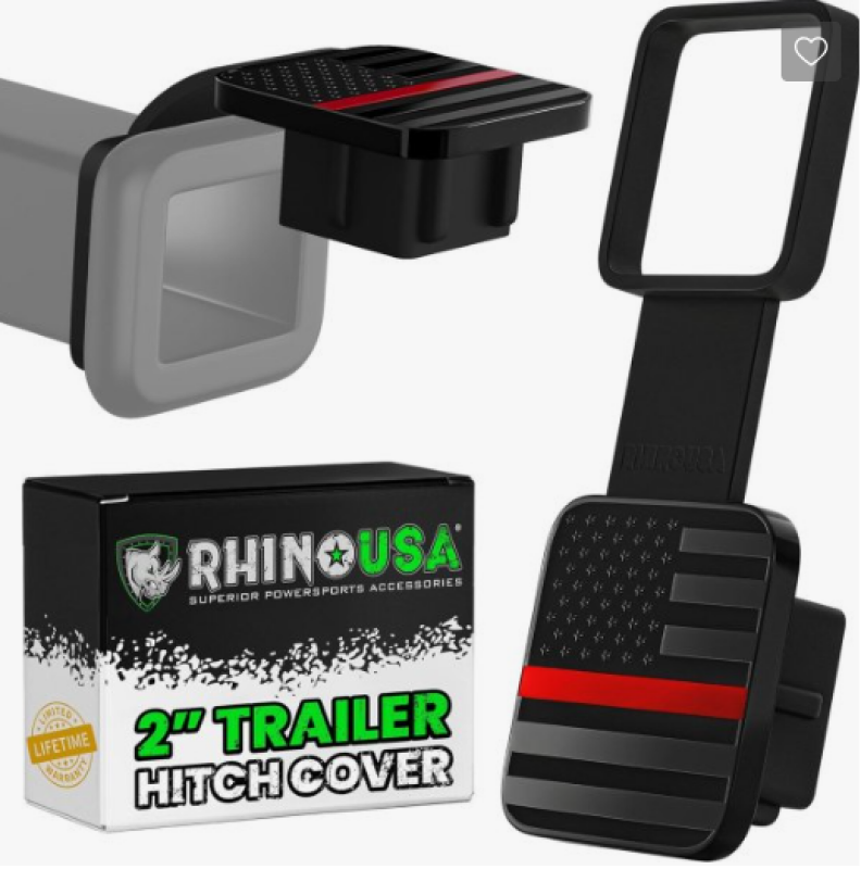 Rhino USA 2In American Flag Hitch Cover - Black &amp; Red