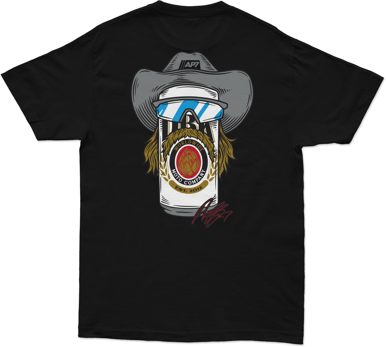 Stache Mullet Moto Tee Black Sm