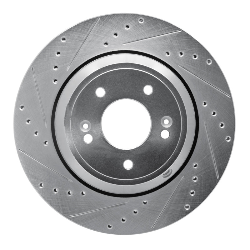 R1 18-23 Genesis G80 Rear Left Drilled &amp; Slotted Silver Brake Rotor