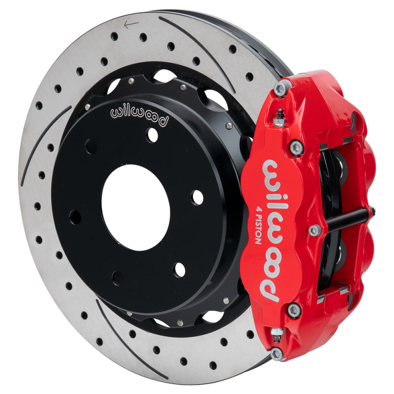 Wilwood 03-08 Audi A4 FNSL4R Rear Big Brake Kit 12.88in Drilled &amp; Slotted Rotor - Red