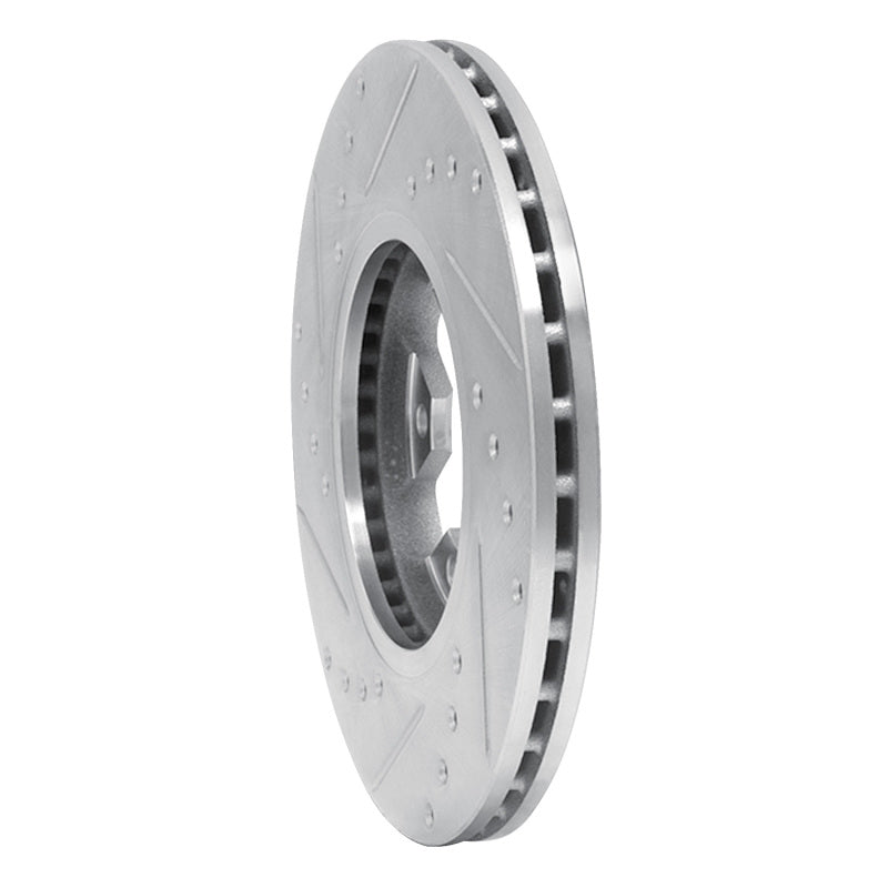 R1 84-89 Nissan 300ZX Front Right Drilled & Slotted Silver Brake Rotor