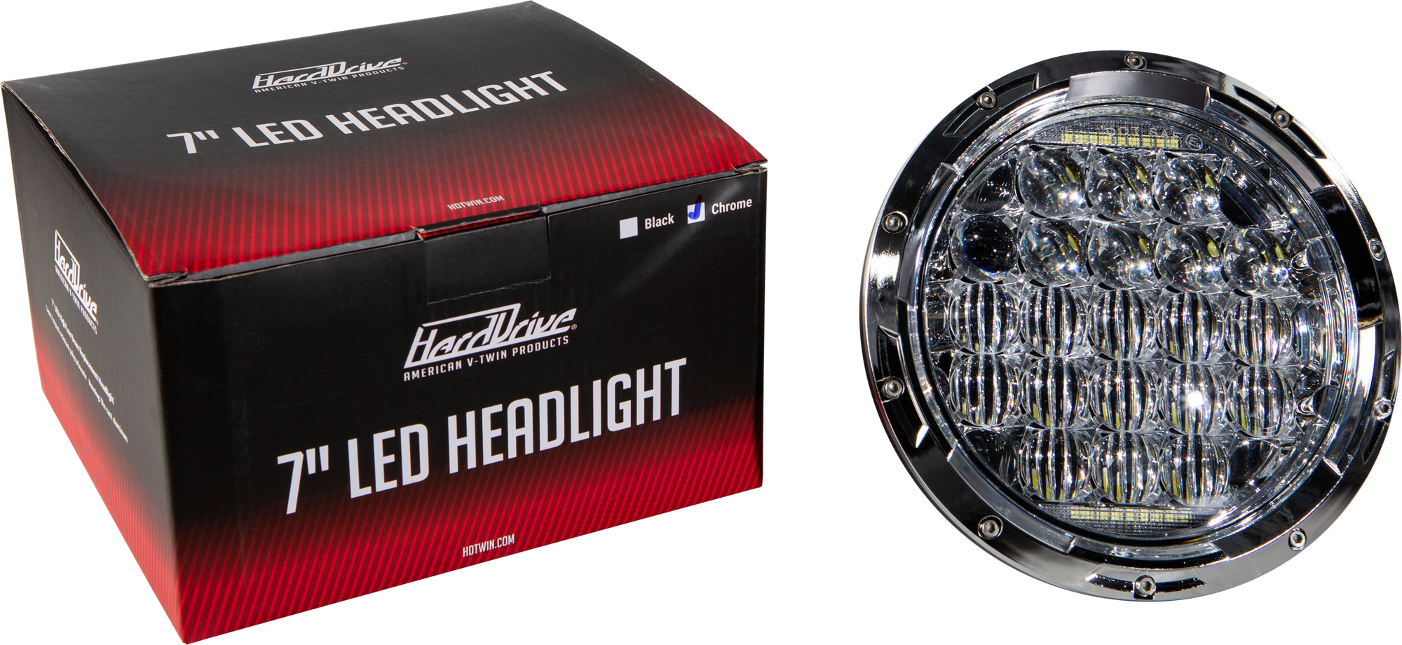 Led Headlight 7" 90w Chrome 3500/2400 Lumens