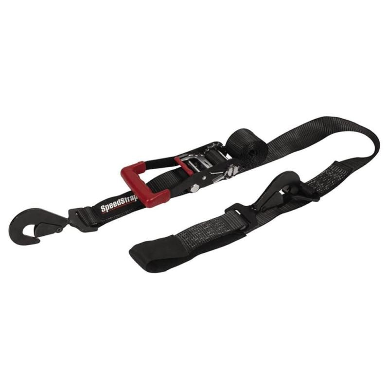 SpeedStrap 2In x 8Ft Ratchet Tie Down w/ Flat Snap Hooks &amp; Axle Strap Combo, Made in the USA