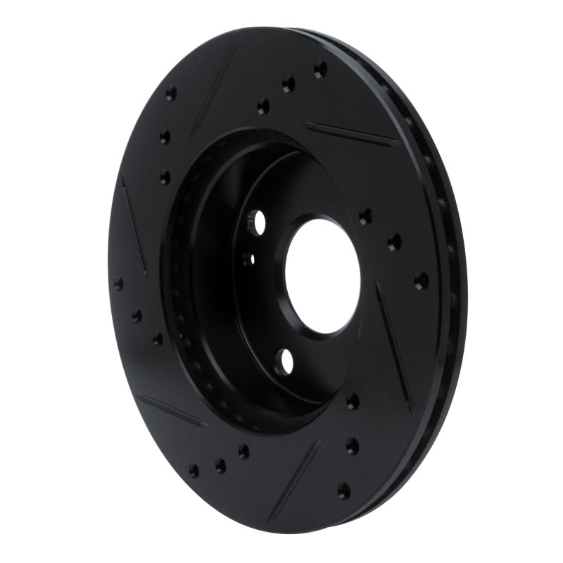 R1 90-93 Mazda Miata Front Right Drilled & Slotted Black Brake Rotor