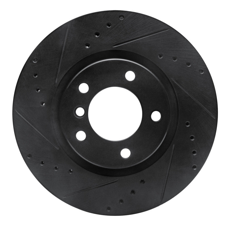 R1 95-99 BMW M3 E36 Right Front Drilled &amp; Slotted Black Brake Rotor