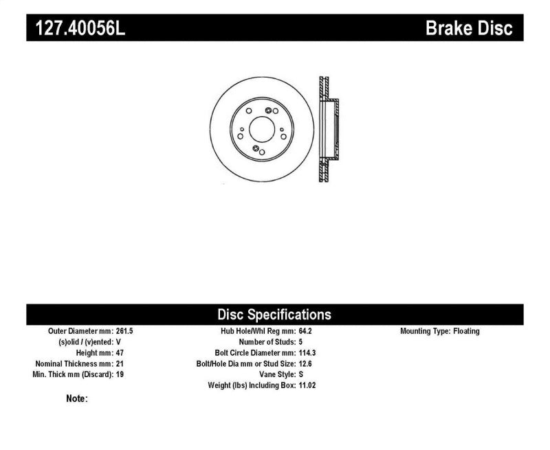 StopTech 02-06 Acura RSX Slotted &amp; Drilled Left Front Rotor