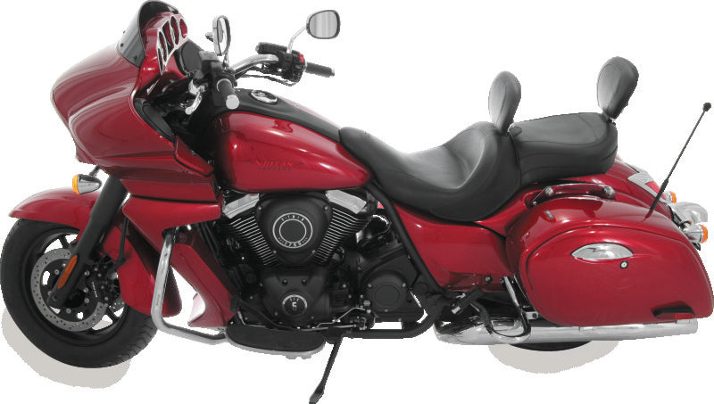 Mustang 11-19 Kawasaki Vulcan 1700, Vaquero Std Touring 1PC Seat w/Driver and Pass Backrest - Black
