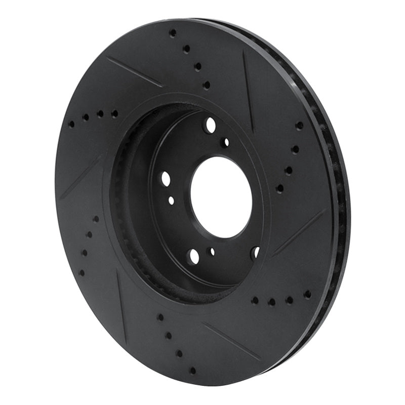 R1 2016-2025 Honda Accord Coupe Front Left Drilled & Slotted Black Brake Rotor