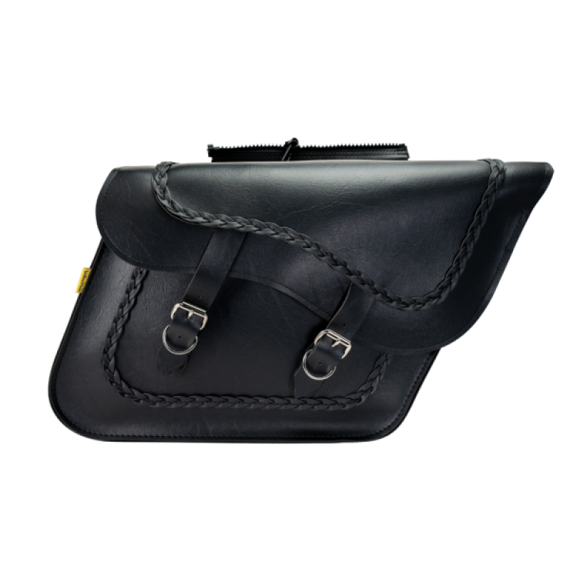 Willie &amp; Max Universal Braided Large Slant Saddlebags (16 in L x 11 in H x 6.5 in W) - Black
