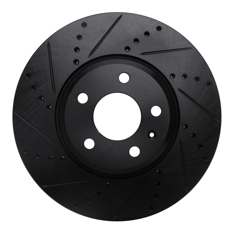 R1 08-25 Audi A4 (Mexico) Front Left Drilled &amp; Slotted Black Brake Rotor
