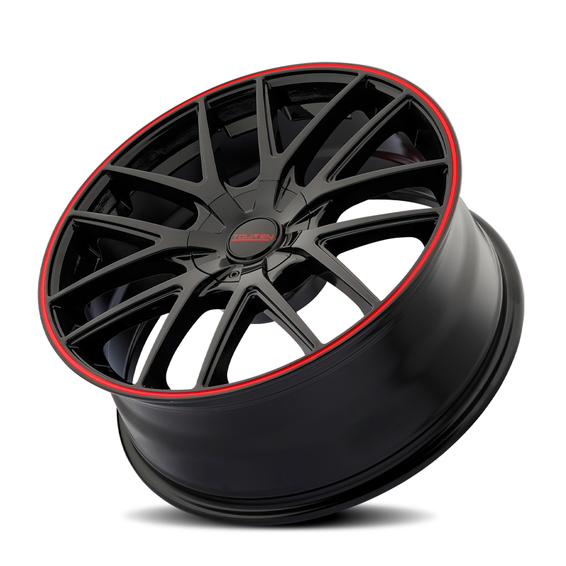 Touren 3260 TR60 18x8 / 5x100/114.3 BP / 40mm Offset / 72.62mm Hub Gloss Black w/ Red Ring Wheel