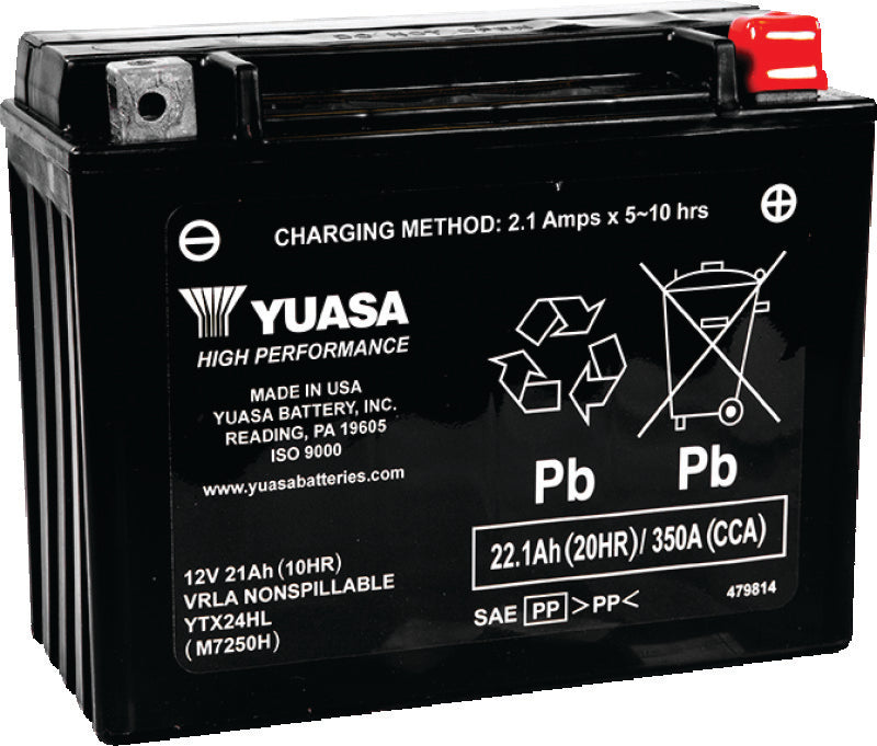 Yuasa YTX24HL Maintenance Free AGM 12-Volt Battery