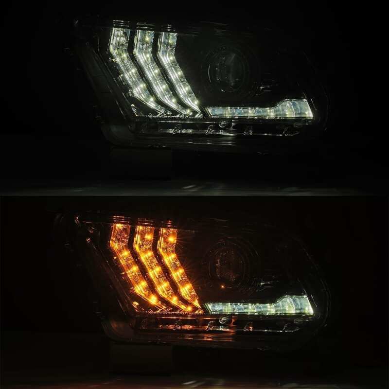 AlphaRex 10-12 Ford Mustang LUXX LED Proj Headlights Plank Style Alpha Blk w/Activ Light/Seq Signal