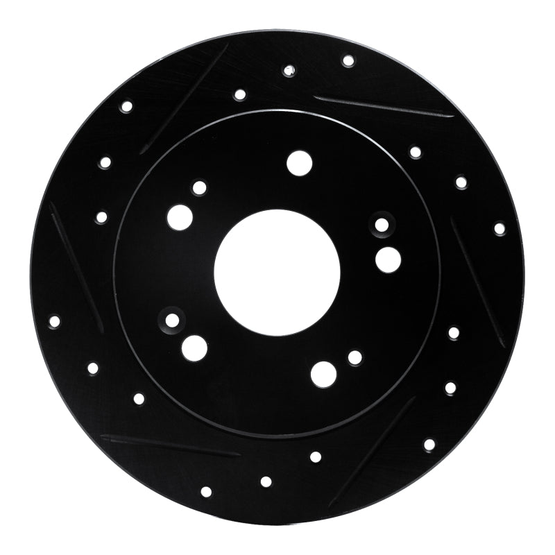 R1 97-15 Acura ILX Rear Left Drilled &amp; Slotted Black Brake Rotor
