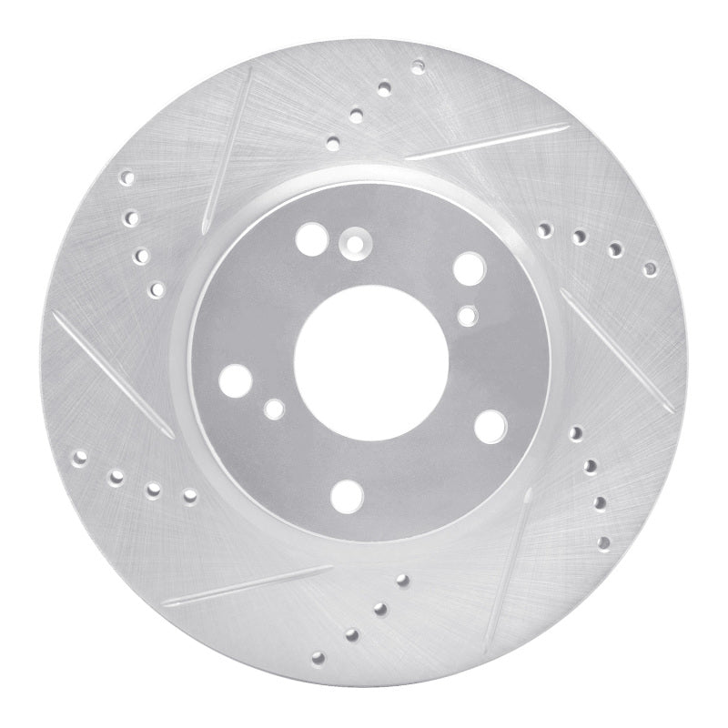 R1 16-25 Honda Civic Coupe Front Left Drilled &amp; Slotted Silver Brake Rotor