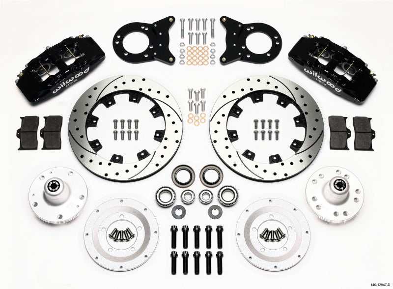 Wilwood Dynapro 6 Front Hub Kit 12.19in Drilled 1965-1969 Mustang Disc &amp; Drum Spindle
