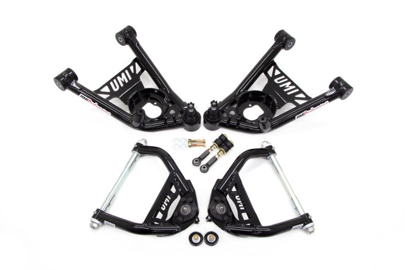 UMI Performance 64-72 GM A-Body Tubular Upper &amp; Lower Front A-Arm Kit - Black