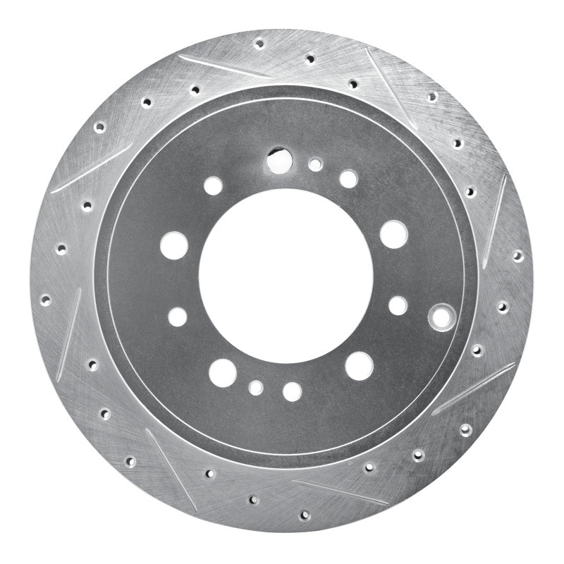 R1 17-21 Toyota Land Cruiser Rear Right Drilled &amp; Slotted Silver Brake Rotor
