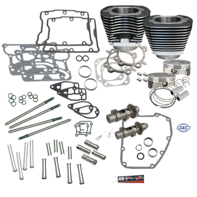 S&amp;S Cycle 07-17 BT S&amp;S 106in Big Bore Hot Set Up Kit w/o Cylinder Heads - Wrinkle Black