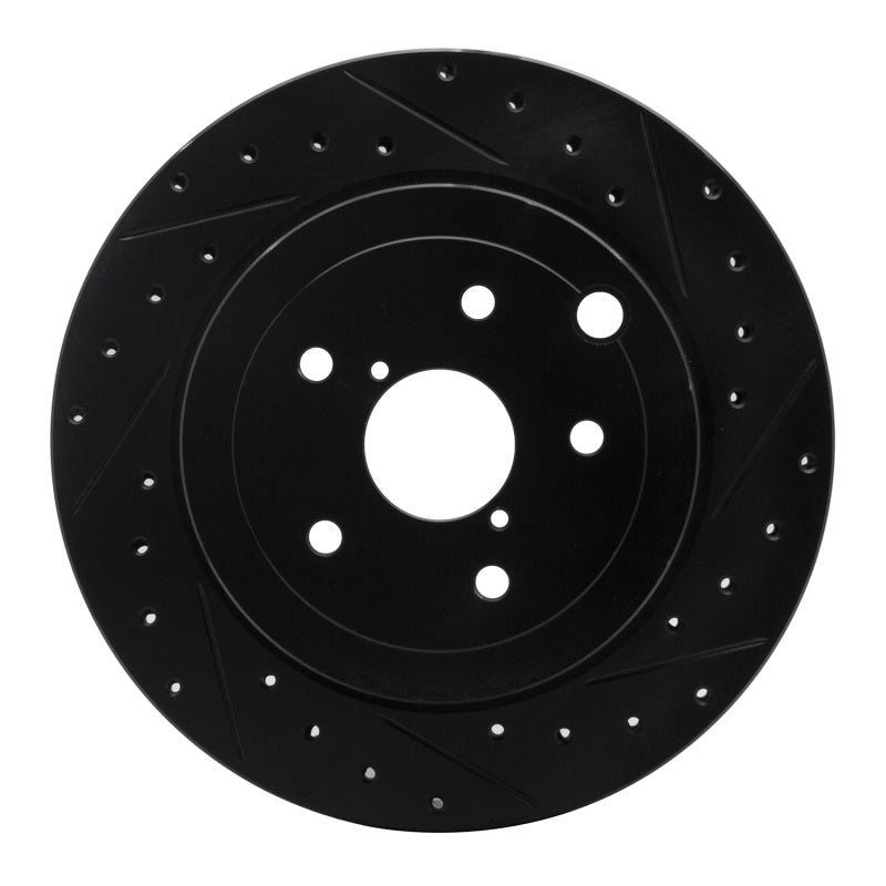 R1 08-20 Subaru Impreza Rear Right Drilled &amp; Slotted Black Brake Rotor