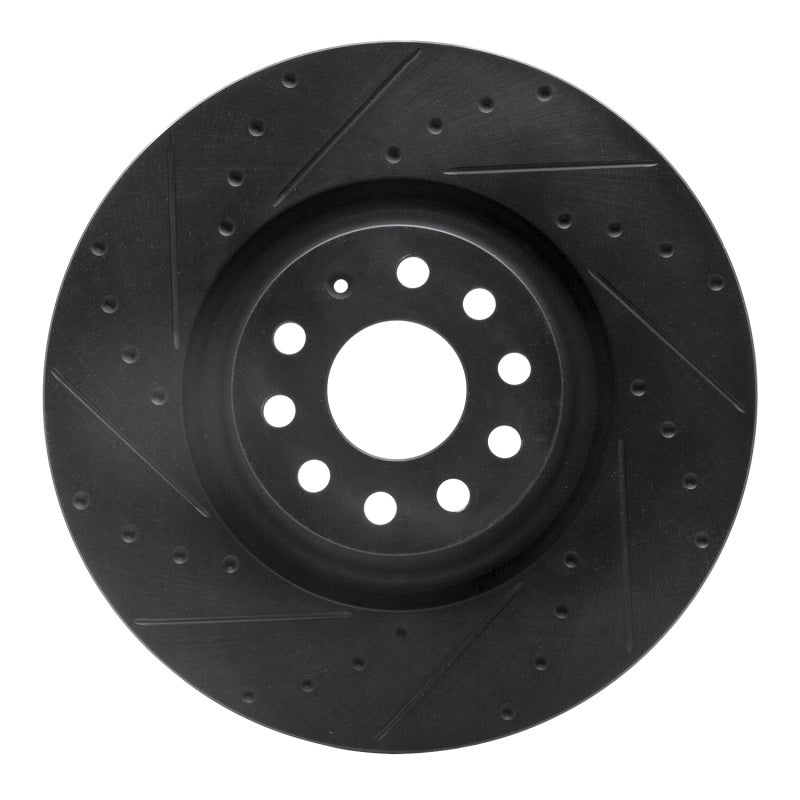 R1 2022+ Volkswagen GTI Mk 8 Front Left Drilled &amp; Slotted Black Brake Rotor