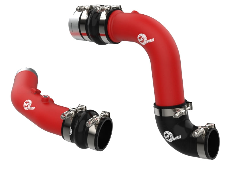 aFe 23-25 Ford F250/F350 Super Duty V8-6.7L BladeRunner Aluminum Hot &amp; Cold Charge Pipe Kit - Red