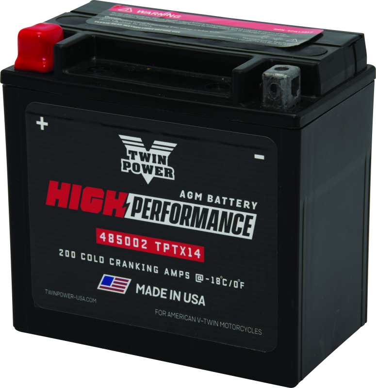 Twin Power YTX14 High Performance Battery Replaces H-D 65948-00 Made in USA 200 CCA