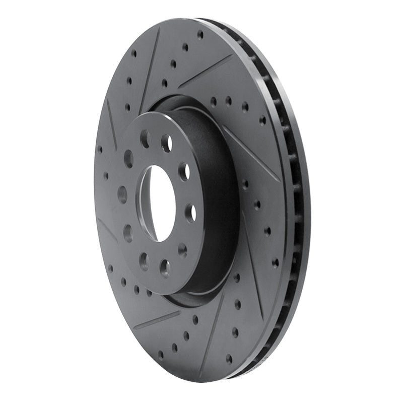 R1 2005-2025 Audi A3 Sportback E-Tron Front Left Drilled & Slotted Black Brake Rotor