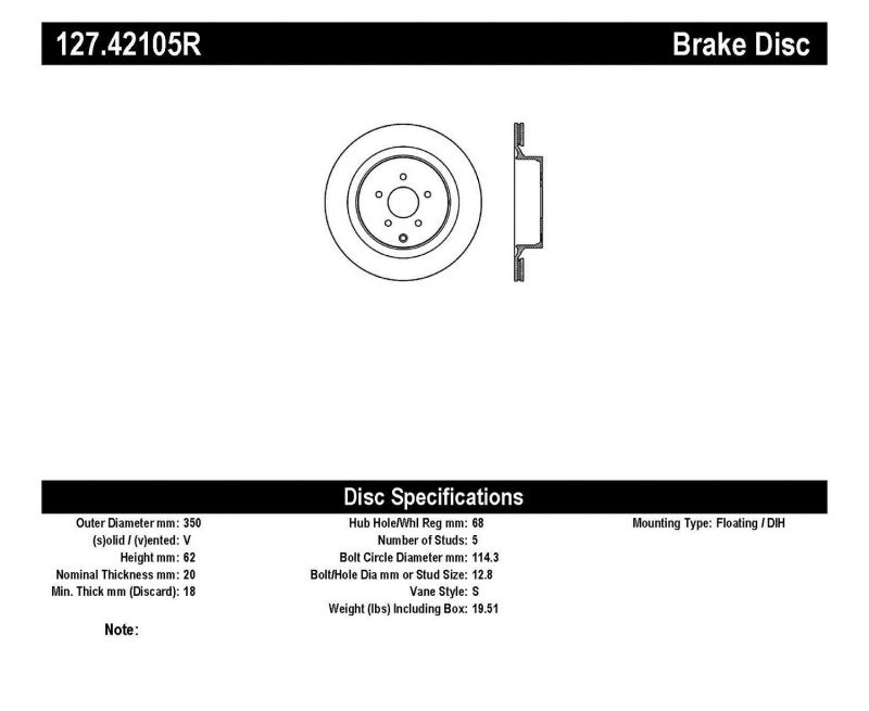 StopTech 09 Infiniti FX50 SportStop Slotted &amp; Drilled Rear Right Rotor