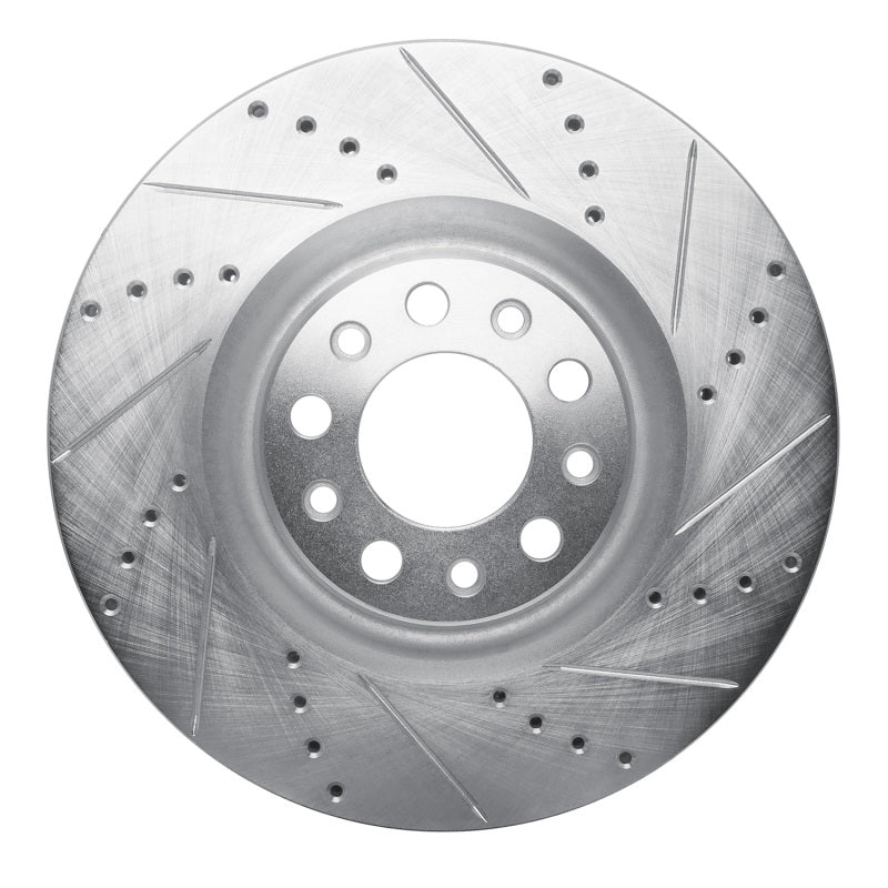 R1 2017-2025 Alfa Romeo Giulia Front Right Drilled &amp; Slotted Silver Brake Rotor