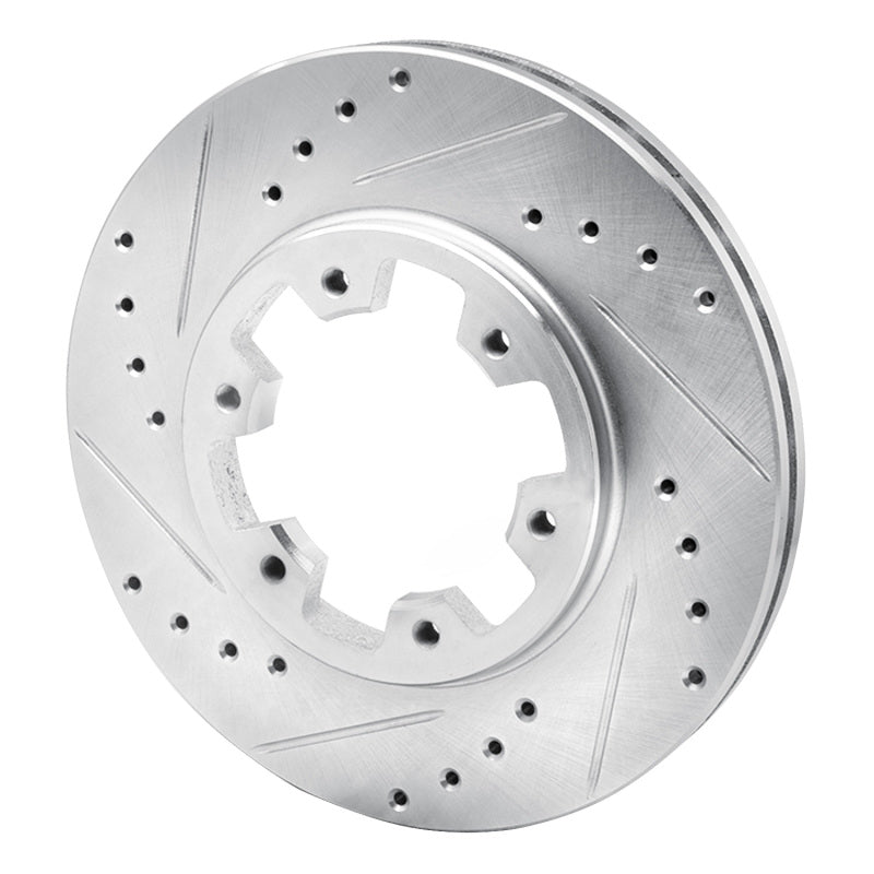 R1 85-02 Nissan Pickup Hardbody Front Left Drilled & Slotted Silver Brake Rotor
