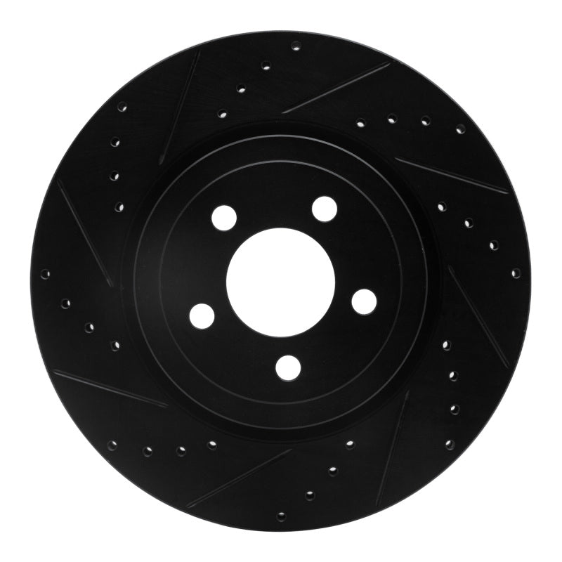 R1 09-23 Dodge Challenger Front Left Drilled &amp; Slotted Black Brake Rotor