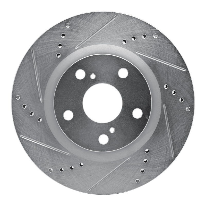 R1 06-20 Lexus ES300H Front Left Drilled &amp; Slotted Silver Brake Rotor
