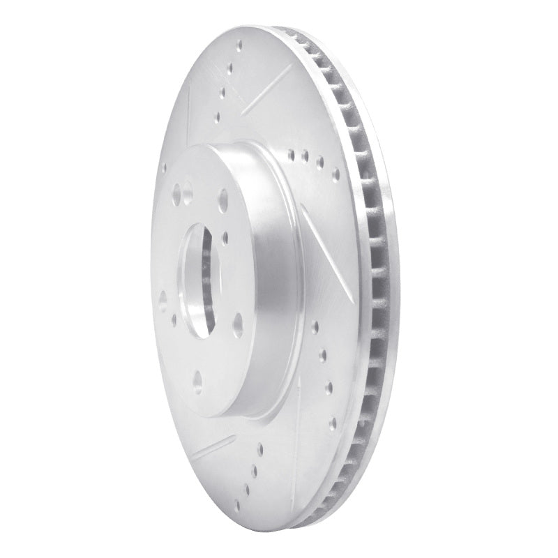 R1 16-25 Honda Civic Coupe Front Left Drilled & Slotted Silver Brake Rotor