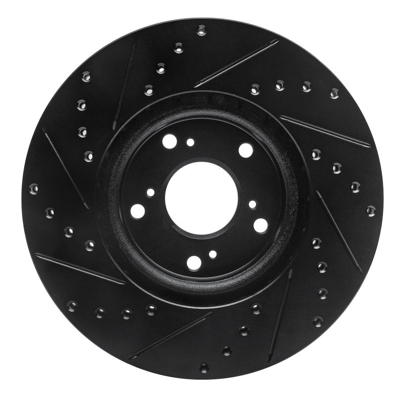 R1 02-15 Acura ILX Front Right Drilled & Slotted Black Brake Rotor