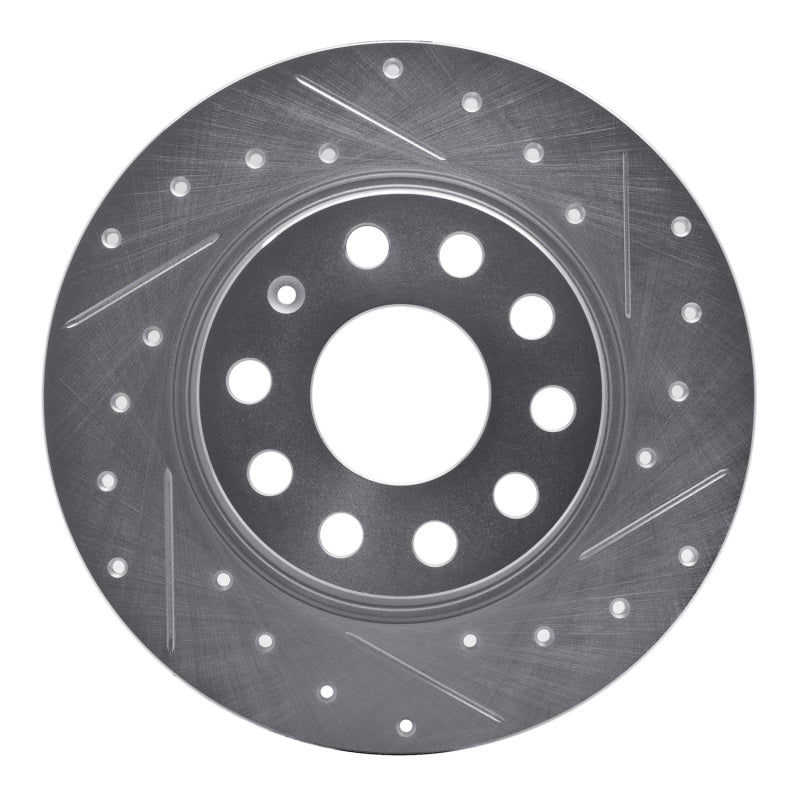 R1 05-25 Audi A3 Rear Right Drilled &amp; Slotted Silver Brake Rotor