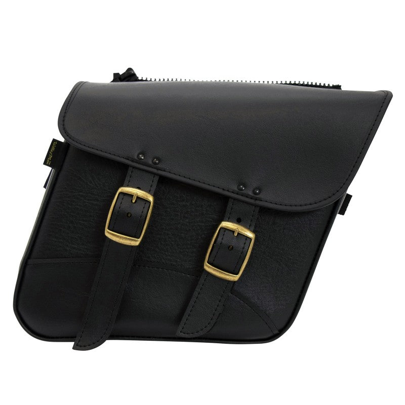 Willie &amp; Max Universal Fit Brass Monkey Compact Slant Saddlebag Set (12inL x 9.5inH x 5.5inW)- Black