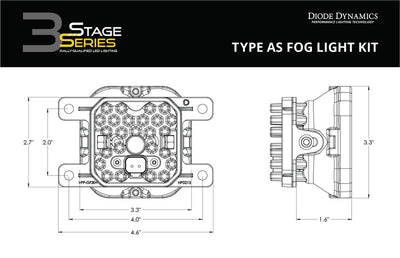 Diode Dynamics SS3 LED Pod Max Type AS Kit - White SAE Fog