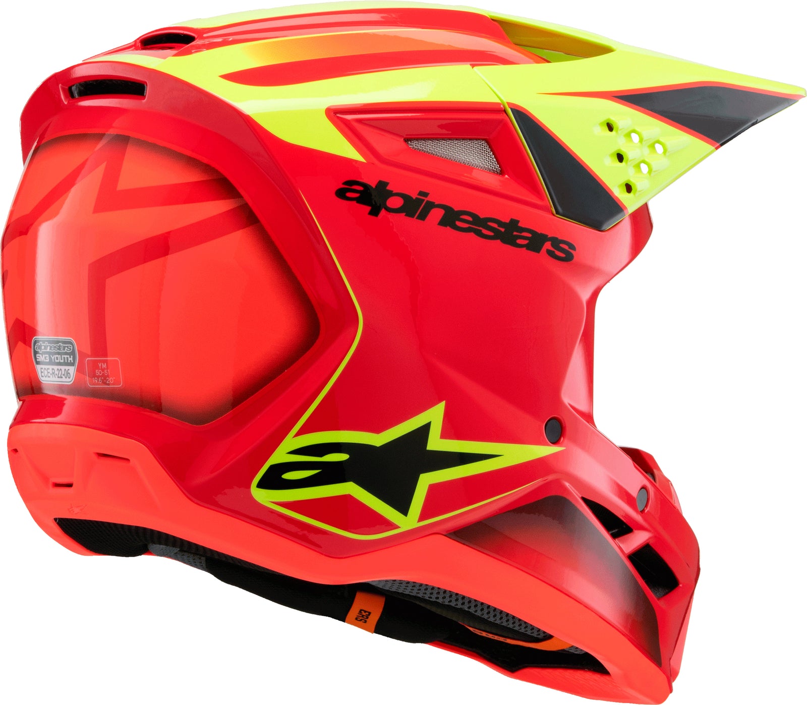 Sm3 Youth Fray Helmet Rd/Ylw Fluo/Blk Yl