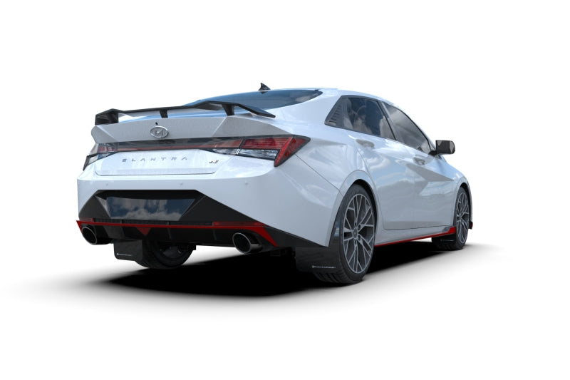 Rally Armor 22-23 Hyundai Elantra N & N Line Black UR Mud Flap w/White Logo