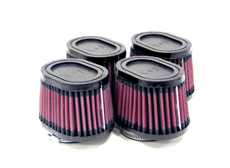 K&amp;N Universal Rubber Filter 2.125in Flange ID/3in x 4in Tapered Oval/2.75in Height (4 Filters)