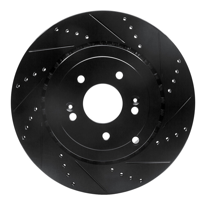 R1 18-25 Genesis G70 Rear Right Drilled &amp; Slotted Black Brake Rotor