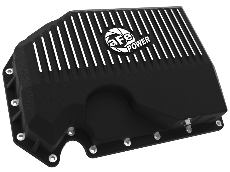 aFe 05-19 VW 1.8L/2.0L w/o Oil Sensor Engine Oil Pan Black POWER Street Series w/ Machined Fins