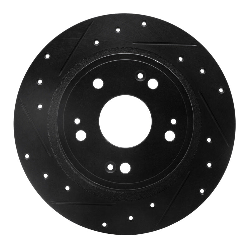 R1 05-17 Honda Accord Rear Left Drilled &amp; Slotted Black Brake Rotor