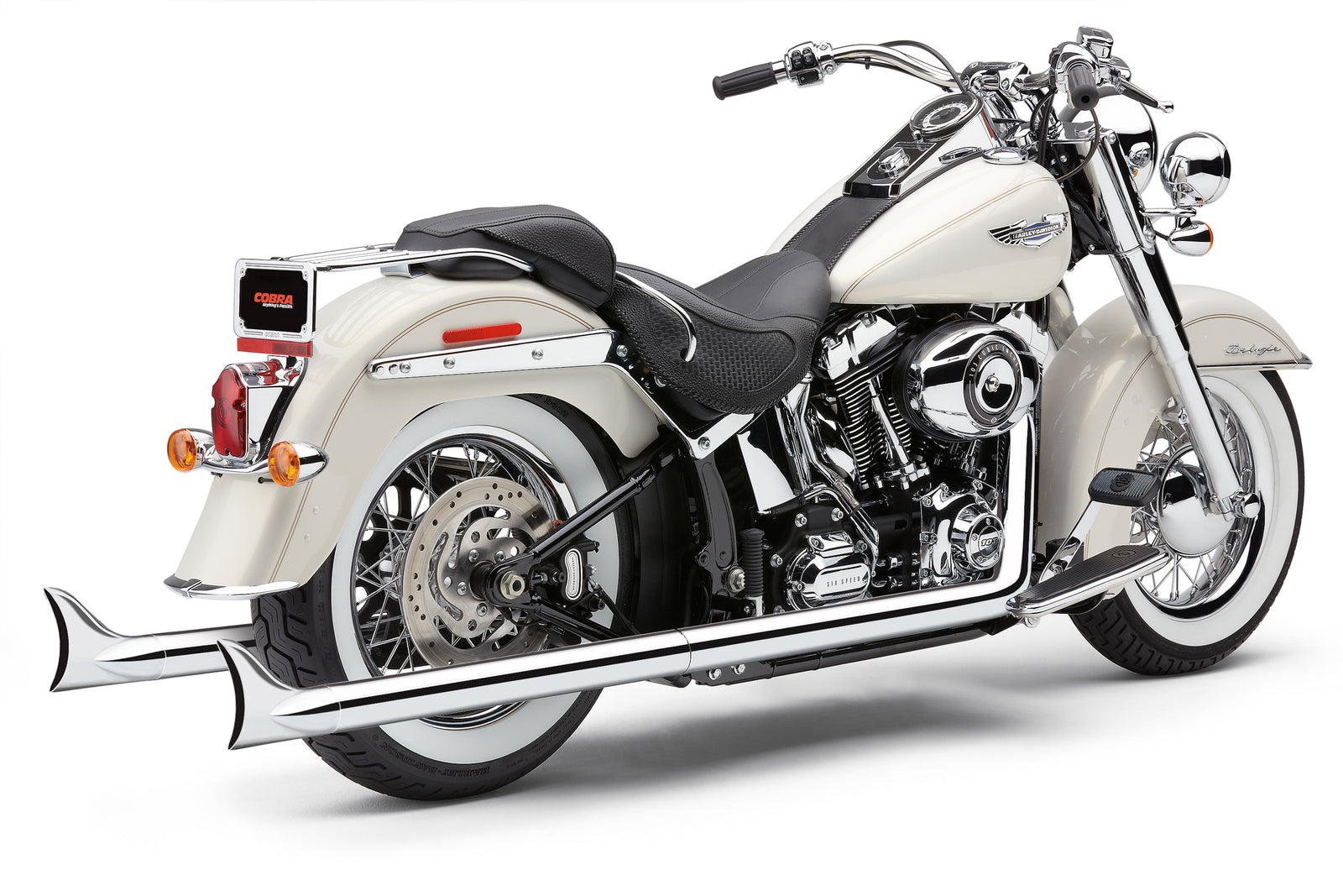 Bad Hombre True Dual Fishtails Chrome Softail 07 11