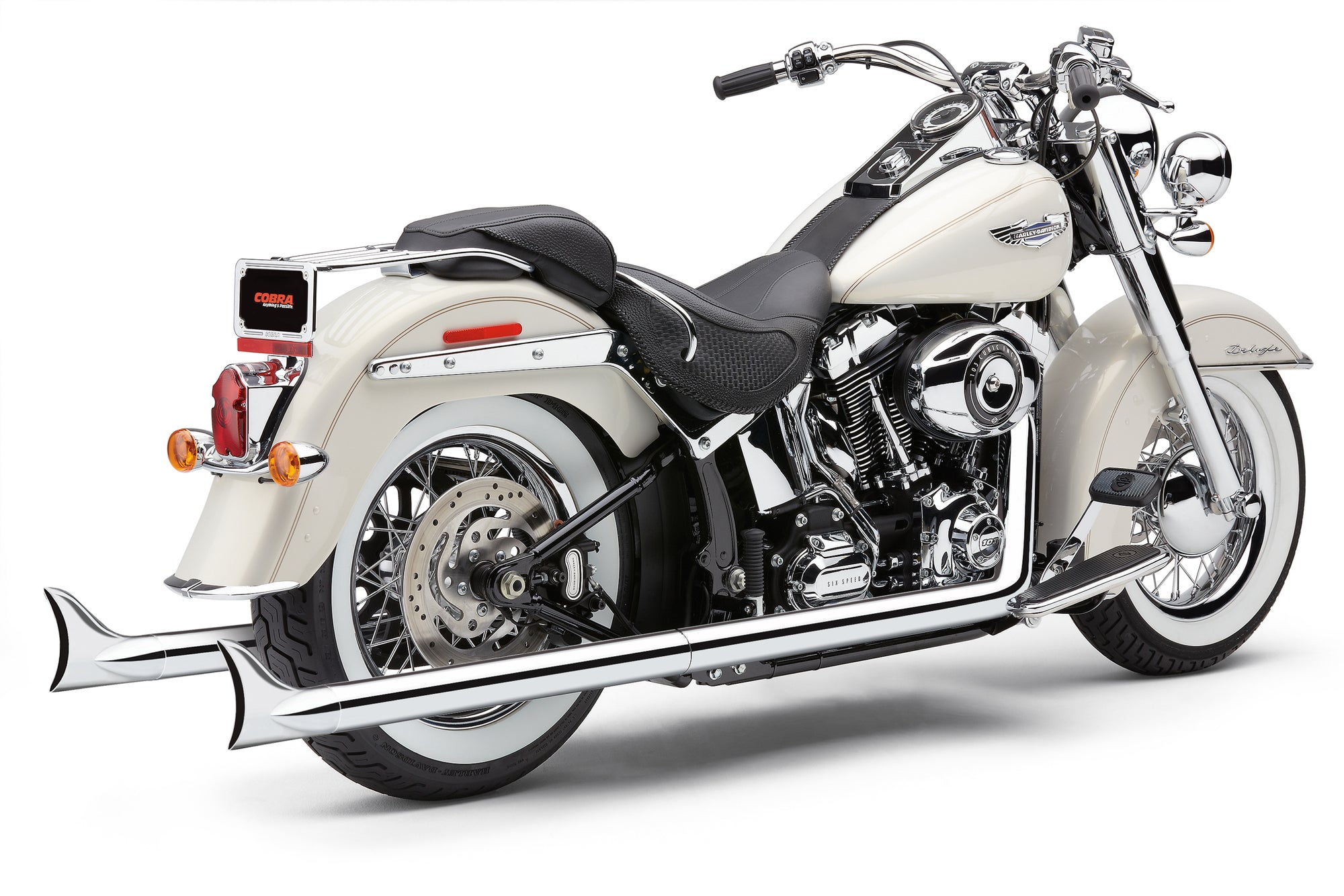Bad Hombre True Dual Fishtails Chrome Softail 07 11